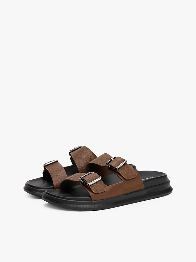 Zara Double-Strap Leather Buckle Sandals