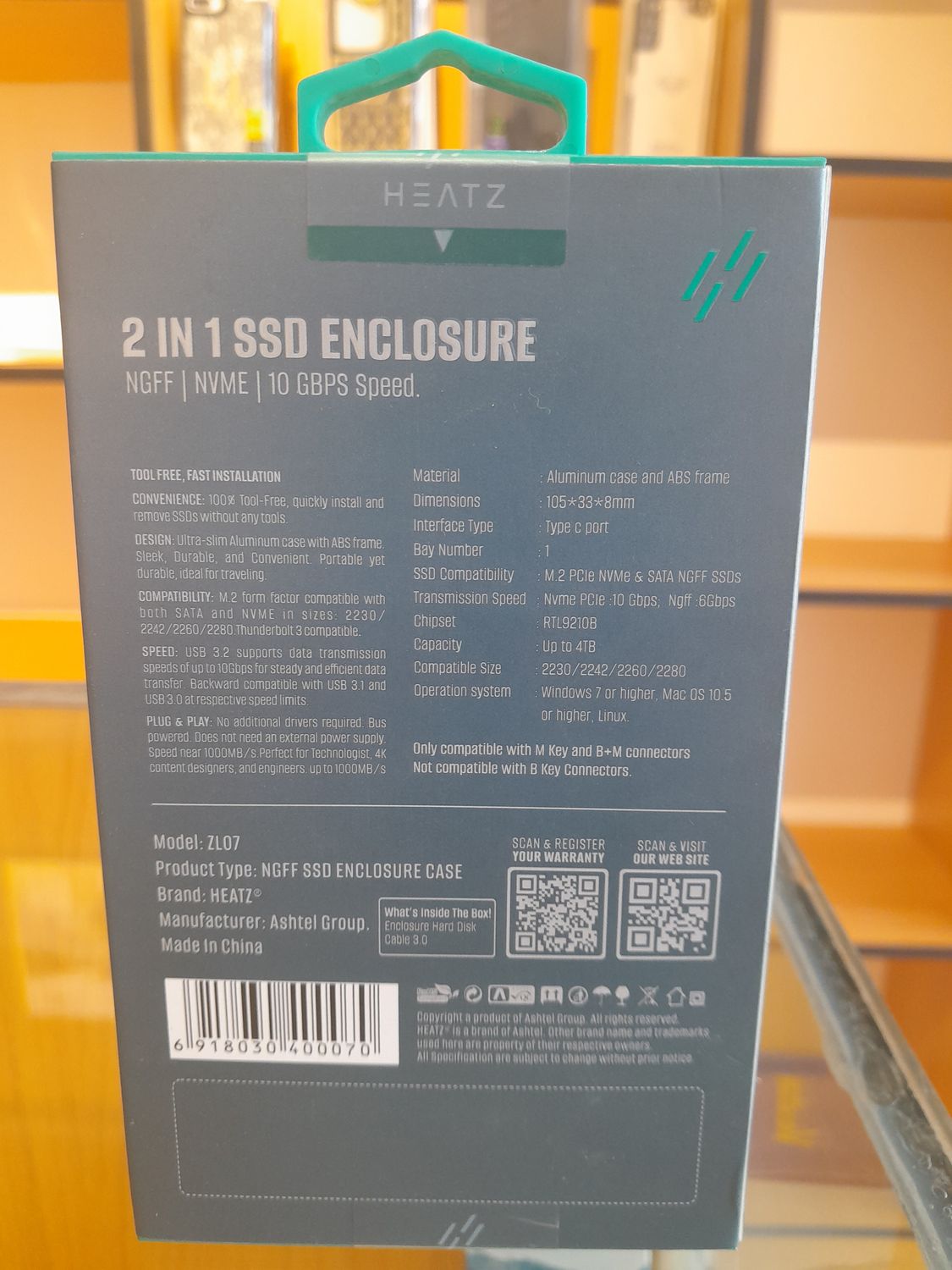Heatz ZL07 2 in 1 SSD Enclosure – 10 GBPS Speed